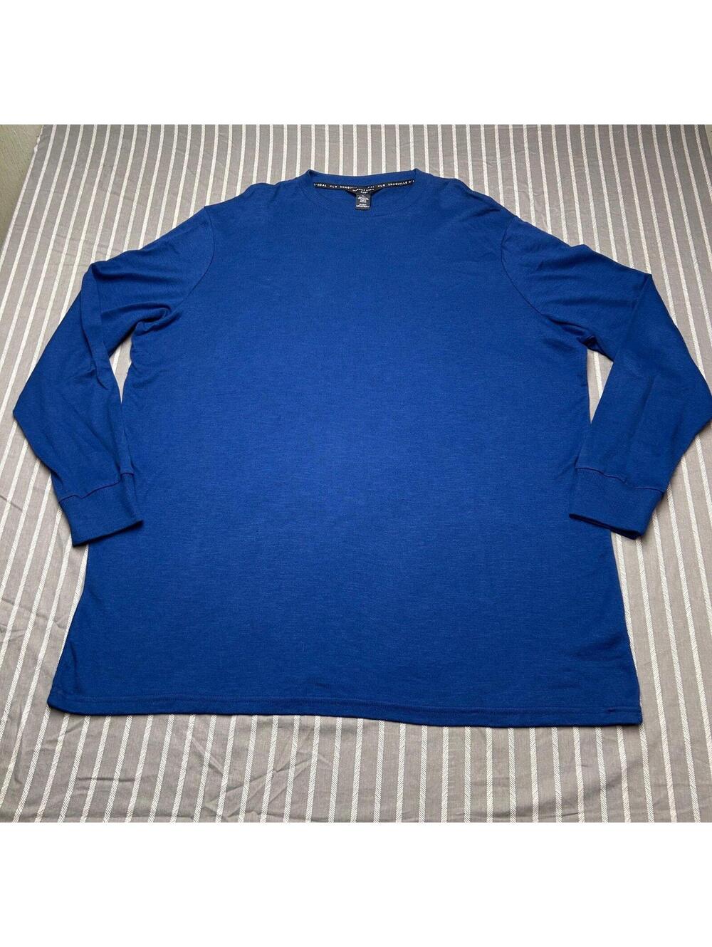 Shaquille O’Neal Sweater Mens 2XLT Blue Cotton Knit Crew Super Soft Pullover